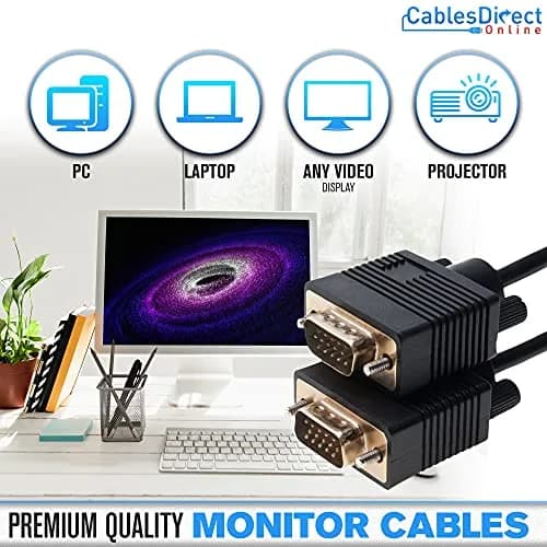 Cables Direct Online 10FT SVGA Monitor Cable - Male to Male VGA to VGA 1080P for PC, Projector, Laptop, TV thumbnail 3