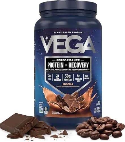 Vega Protein + Recovery Mocha 816g (28.8 oz) | NSF Certified Plant-Based Protein for Muscle Recovery thumbnail 1