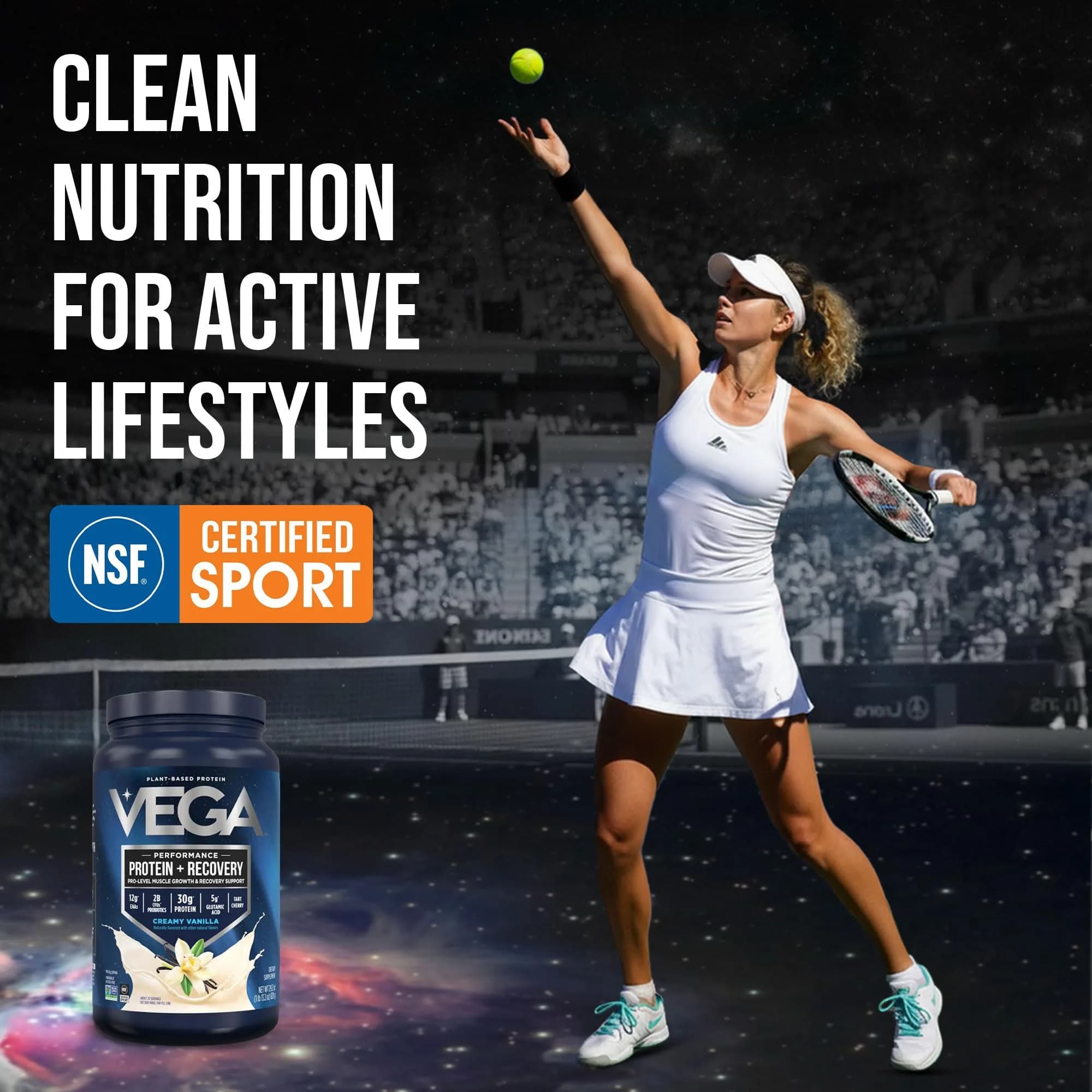 Vega Protein + Recovery Vanilla 816g (28.8 oz) | NSF Certified Plant-Based Protein for Muscle Recovery - view 7