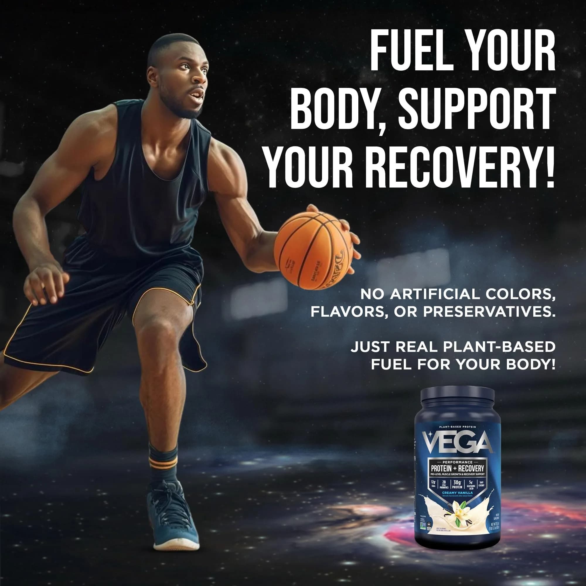Vega Protein + Recovery Vanilla 816g (28.8 oz) | NSF Certified Plant-Based Protein for Muscle Recovery - view 8