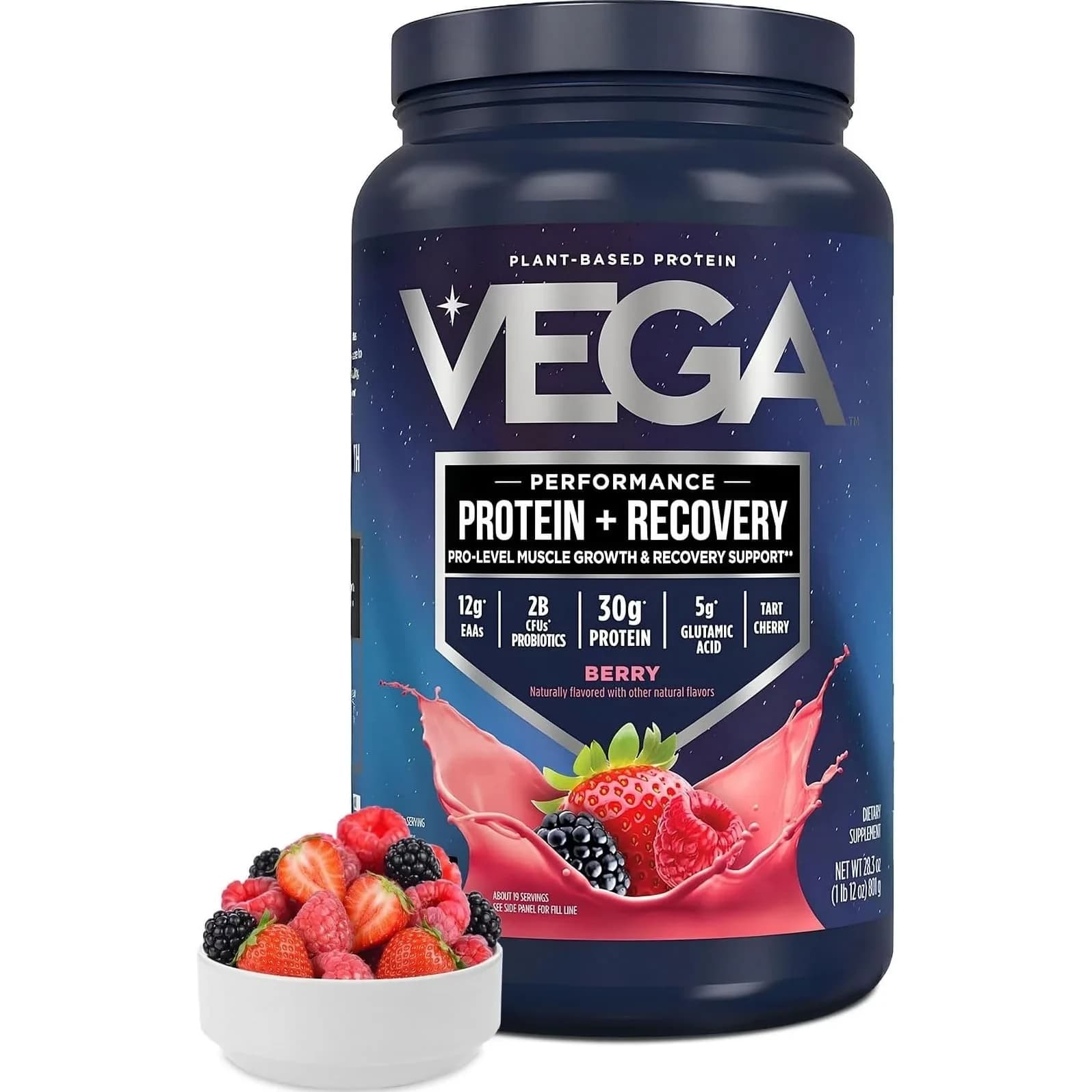 Vega Protein + Recovery Chocolate 816g (28.8 oz) | NSF Certified Plant-Based Protein — Berry