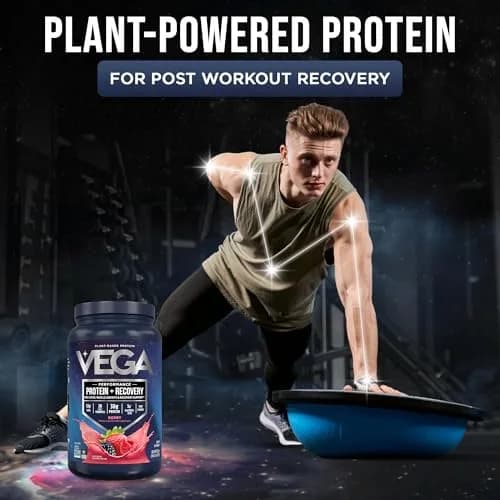 Vega Protein + Recovery Berry 816g (28.8 oz) - NSF Certified Plant-Based Protein for Muscle Recovery thumbnail 2