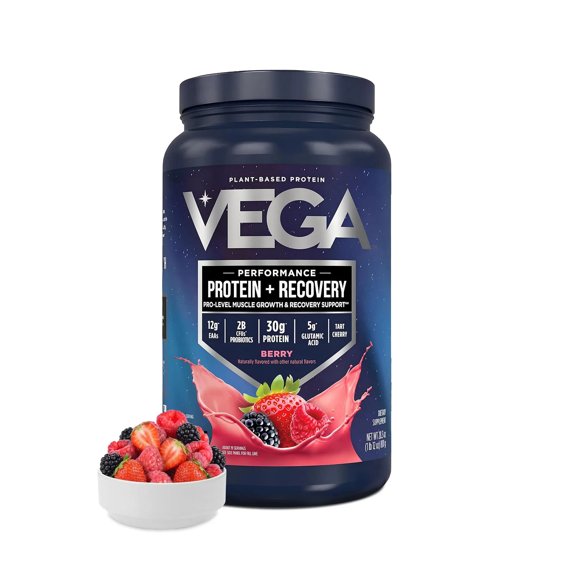 Vega Protein + Recovery Vanilla 816g (28.8 oz) | NSF Certified Plant-Based Protein for Muscle Recovery — Berry