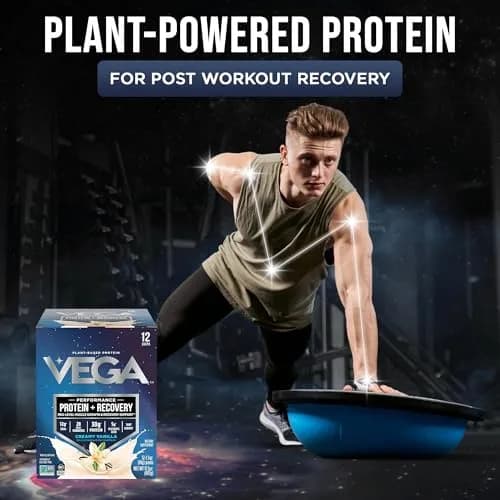 Vega Protein + Recovery Vanilla 12 x 1.6 oz - NSF Certified Plant-Based Protein Powder thumbnail 2