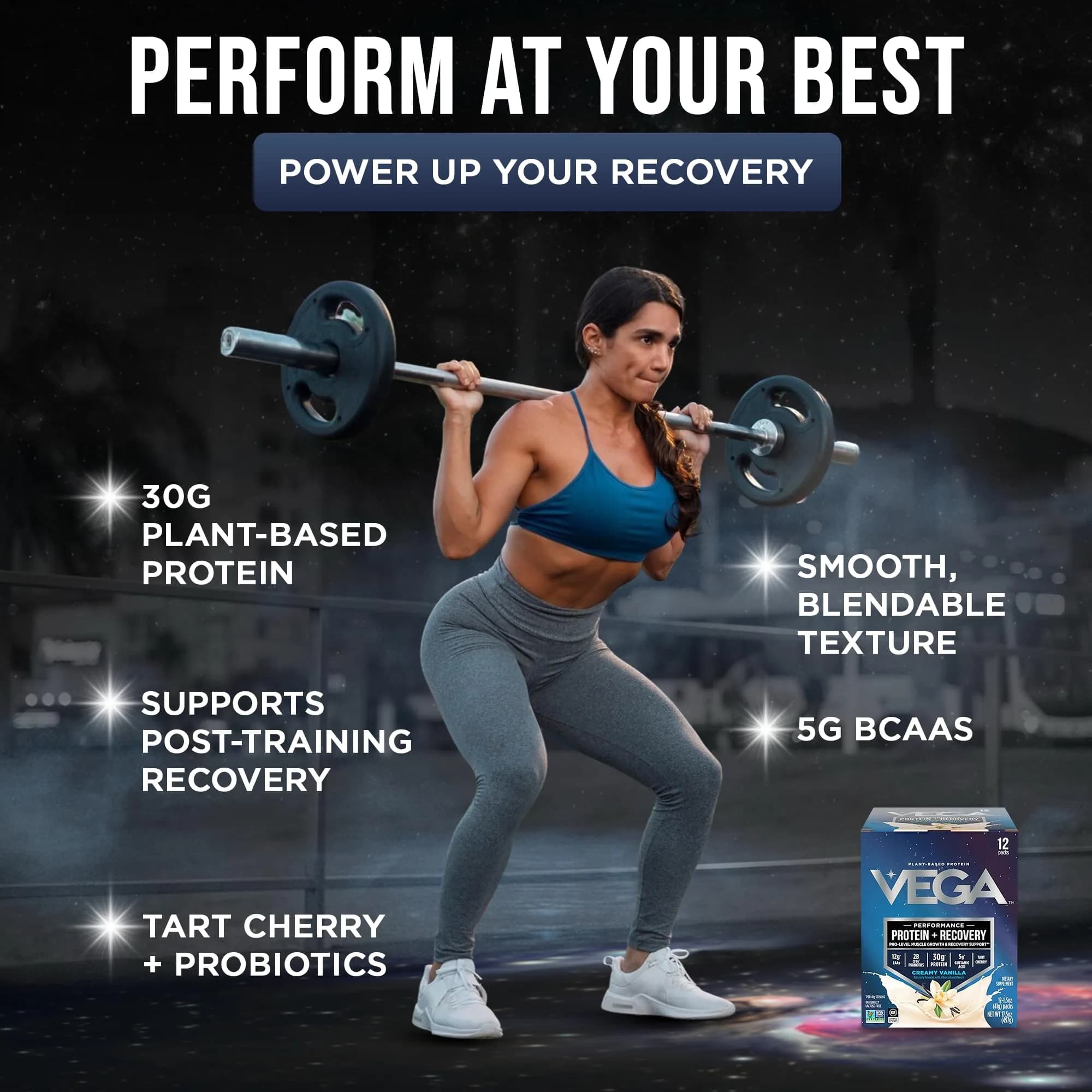 Vega Protein + Recovery Vanilla 12 x 1.6 oz - NSF Certified Plant-Based Protein Powder - view 3