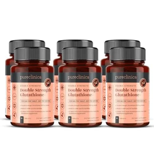 Pureclinica Glutathione 1000mg Tablets | High-Potency Antioxidant Support in 6 Bottles (360 Tablets) thumbnail 1