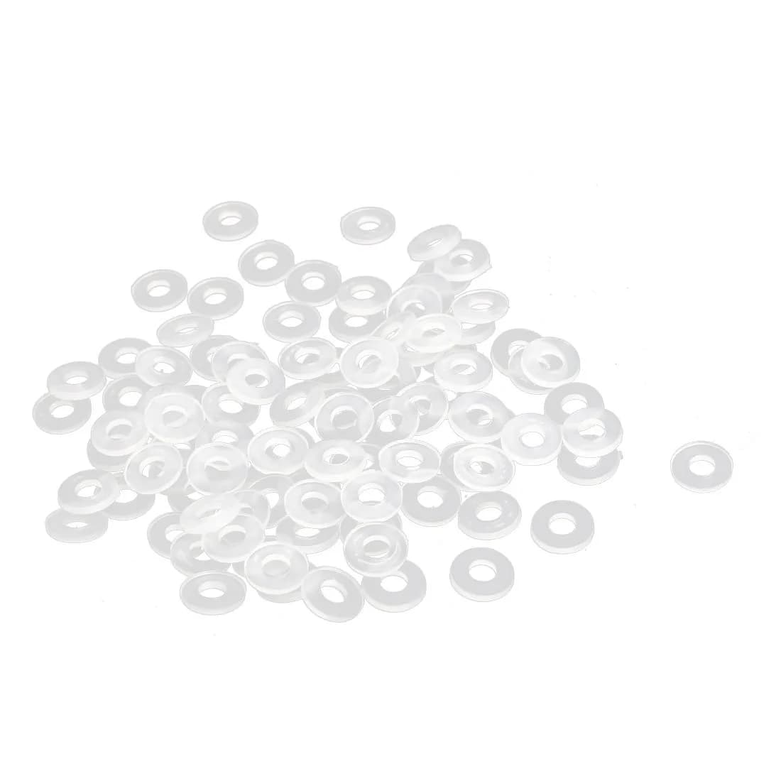 uxcell Nylon Flat Washers 7mm OD x 3mm ID x 1mm Thickness Clear | Pack of 100 - main product image
