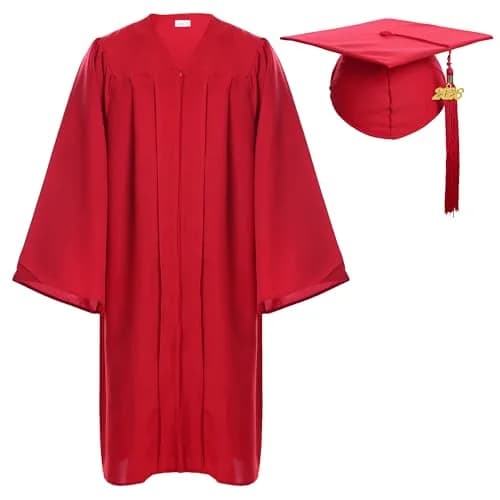 Newrara Graduation Gown Cap Tassel Set (XX-Small 39, Red) | Classic Polyester, Full Fit, Easy Zipper thumbnail 1