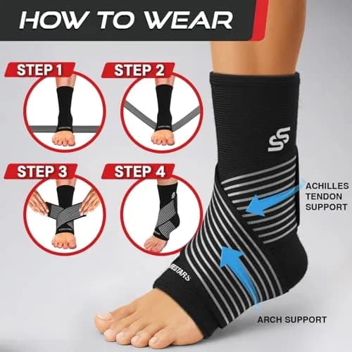 SS Sleeve Stars Black Adjustable Ankle Brace with Figure 8 Strap, Medium (10"-12") | FDA Approved Support for Sprains & Plantar Fasciitis thumbnail 6