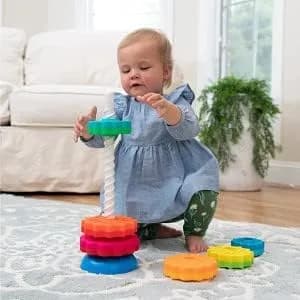 Fat Brain Toys SpinAgain Baby Stacking & Spinning Toy for Toddlers Ages 1+ | Develops Coordination & Cause-Effect thumbnail 2