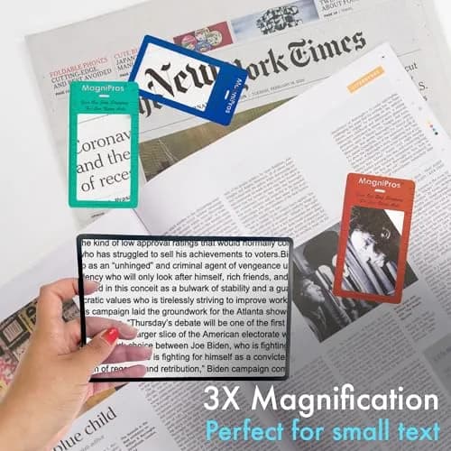 MagniPros Premium 3X (300%) Page Magnifying Fresnel Lens 4.5" x 7" | Ideal for reading small prints & low vision aids thumbnail 8