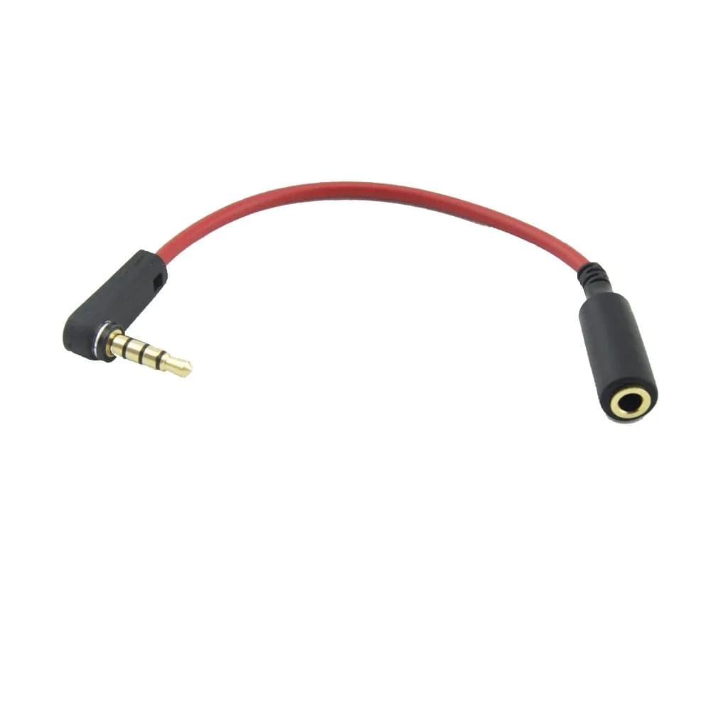 Seadream 6 inch 4-Pole 3.5mm Male Right Angle to Female Stereo Audio Cable for Beats, iPhone, Dr. Dre Studio | Premium Quality, 6-inch — Red