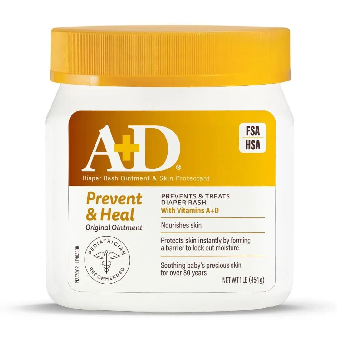 A+D Diaper Rash Ointment 16 oz | Moisturizing Skin Protectant with Vitamins A & D for Sensitive Baby Skin