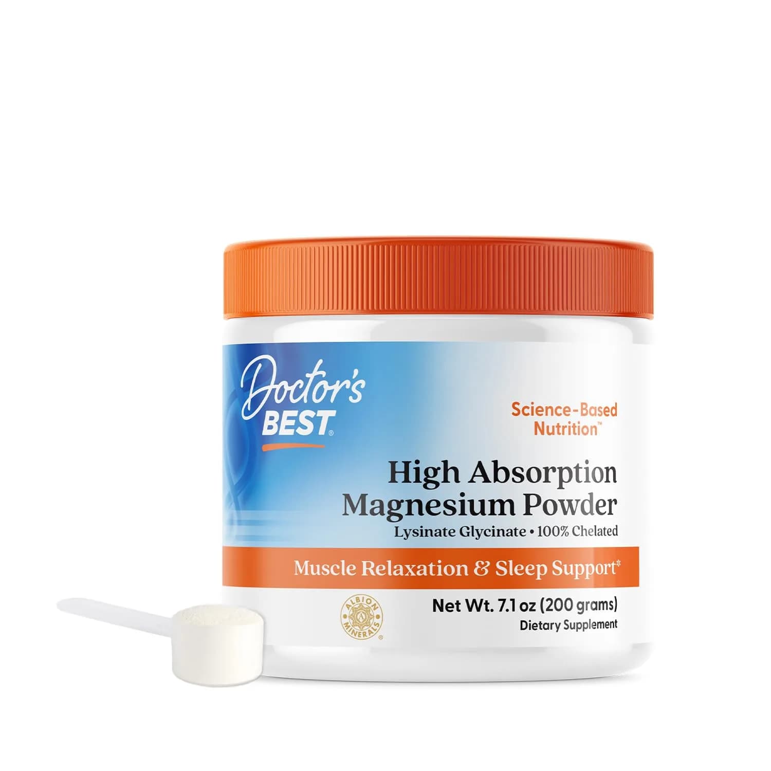 Doctor's Best High Absorption Magnesium Glycinate Powder 200g (7.1 Oz) | Vegan, Gluten-Free, Non-GMO Supplement for Sleep & Energy - main product image