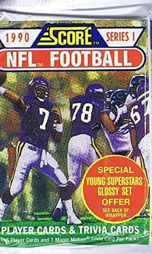SCORE 1990 Score Series 1 NFL Football Trading Cards Wax Pack | 16 Cards Per Pack thumbnail 2