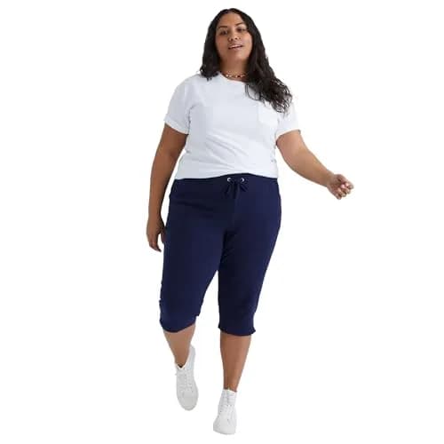 JUST MY SIZE Plus-Size French Terry Capri with Pockets | Soft Cotton Blend, Mid-Calf Length, Relaxed Fit thumbnail 1