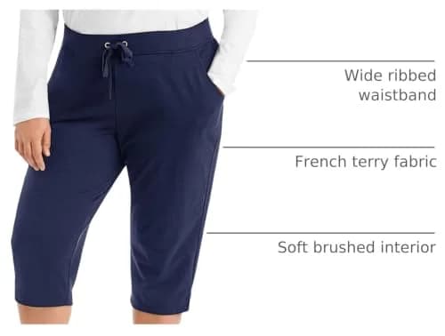 JUST MY SIZE Plus-Size French Terry Capri with Pockets | Soft Cotton Blend, Mid-Calf Length, Relaxed Fit thumbnail 2