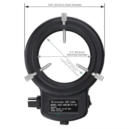 AmScope LED-144B-ZK 144-LED Ring Light for Microscopes 60mm Inner Diameter | Variable Intensity Shadow-Free Illumination thumbnail 2