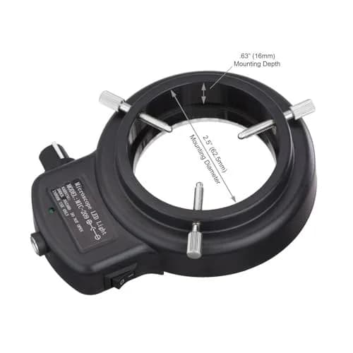 AmScope LED-144B-ZK 144-LED Ring Light for Microscopes 60mm Inner Diameter | Variable Intensity Shadow-Free Illumination thumbnail 3