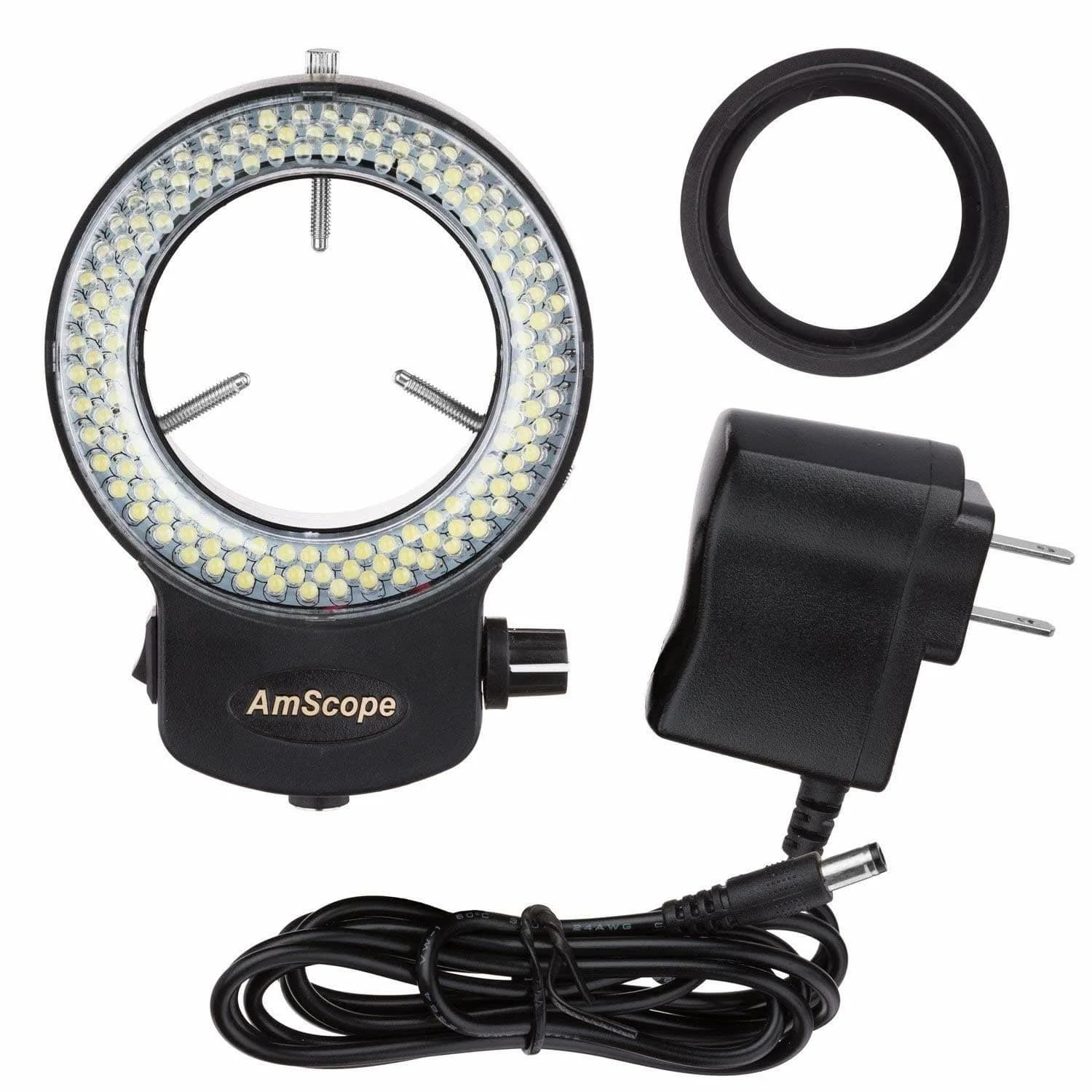 AmScope LED-144B-ZK 144-LED Ring Light for Microscopes 60mm Inner Diameter | Variable Intensity Shadow-Free Illumination - main product image