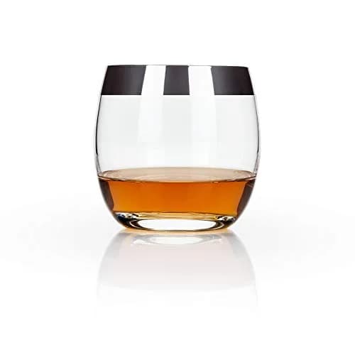 Viski Irving Chrome Rim Crystal Lowball Tumblers Set of 2 | 9 oz Premium Crystal Glass, Stylish Whiskey Glass Gift thumbnail 8