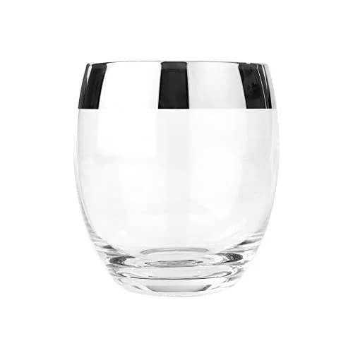 Viski Irving Chrome Rim Crystal Lowball Tumblers Set of 2 | 9 oz Premium Crystal Glass, Stylish Whiskey Glass Gift thumbnail 9