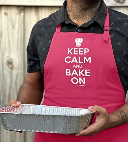 ThisWear Keep Calm Bake On Apron - Heliconia | Durable Cotton Apron for Baking & Cooking thumbnail 4