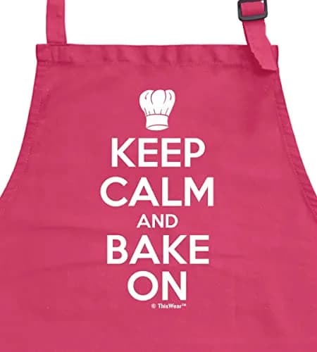 ThisWear Keep Calm Bake On Apron - Heliconia | Durable Cotton Apron for Baking & Cooking thumbnail 2