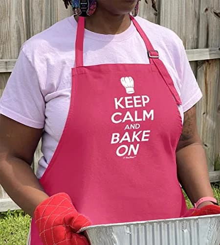 ThisWear Keep Calm Bake On Apron - Heliconia | Durable Cotton Apron for Baking & Cooking thumbnail 3