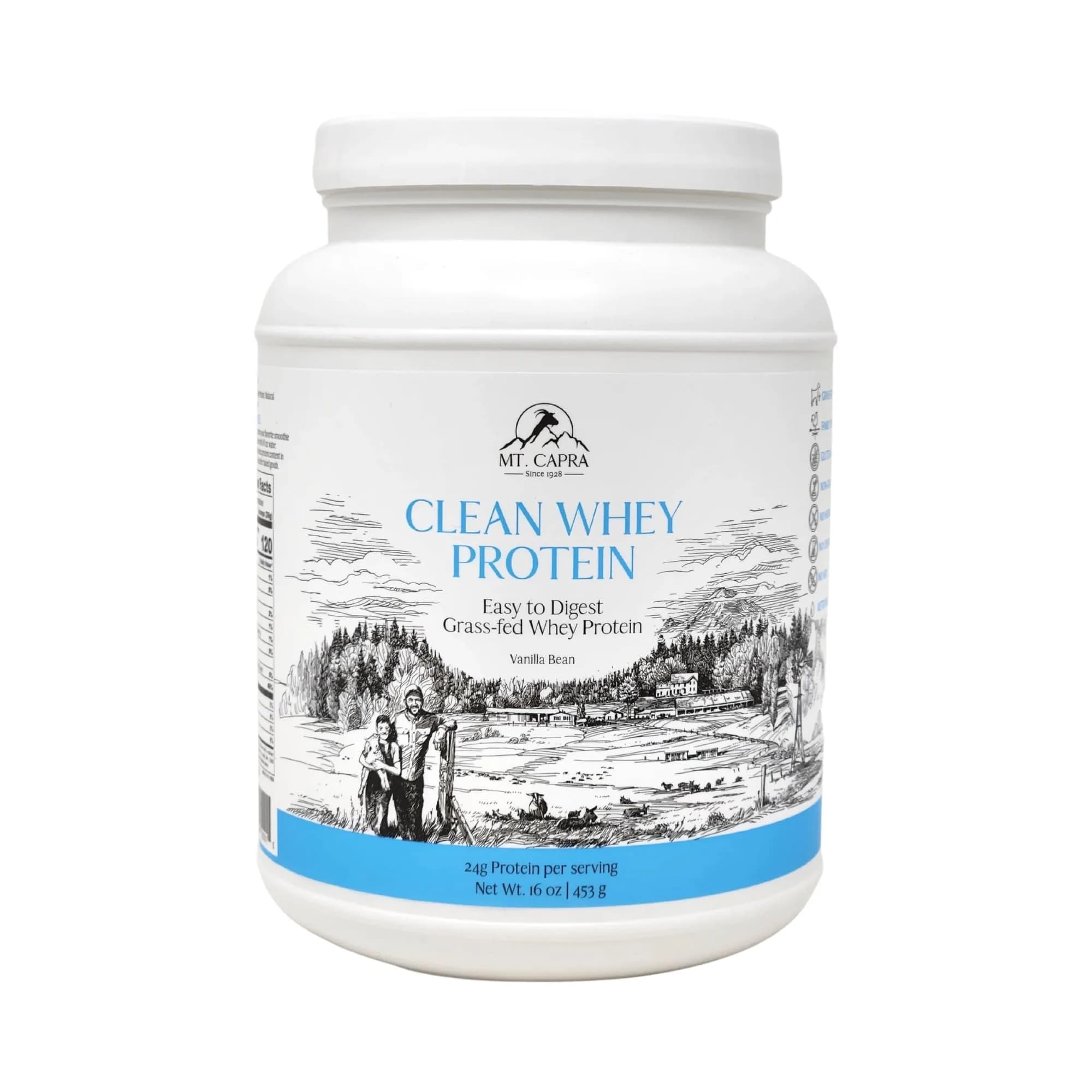 Mt. Capra Clean Whey Protein | 24 g Protein Per Serving | Vanilla Bean — Vanilla