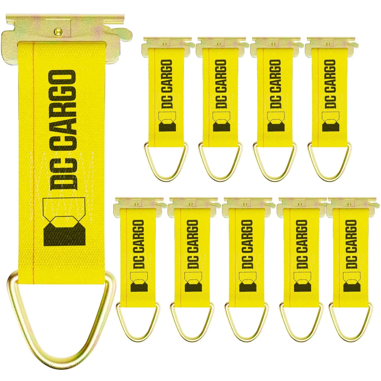 DC Cargo Mall E-Track Rope Tie-Offs, 2" x 6" Tie Down Straps - 10 Pack, with D Ring (3000Lbs Break Strength), E Tack Accessories for Load Securement in Pickups, Trailers, Trucks, Boats, Vans, Cars - main product image