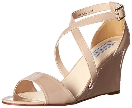 Touch Ups Jenna Wedge Sandal Nude 5 M US | Open Toe Dress Wedge with Adjustable Strap thumbnail 1