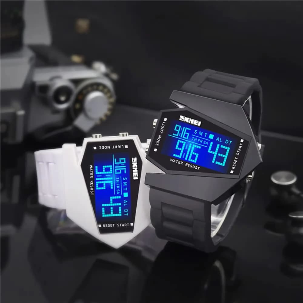 Gosasa Men's Black Digital Airplane Watch 47mm Case | Aviation-Inspired Design with LED Light - view 2