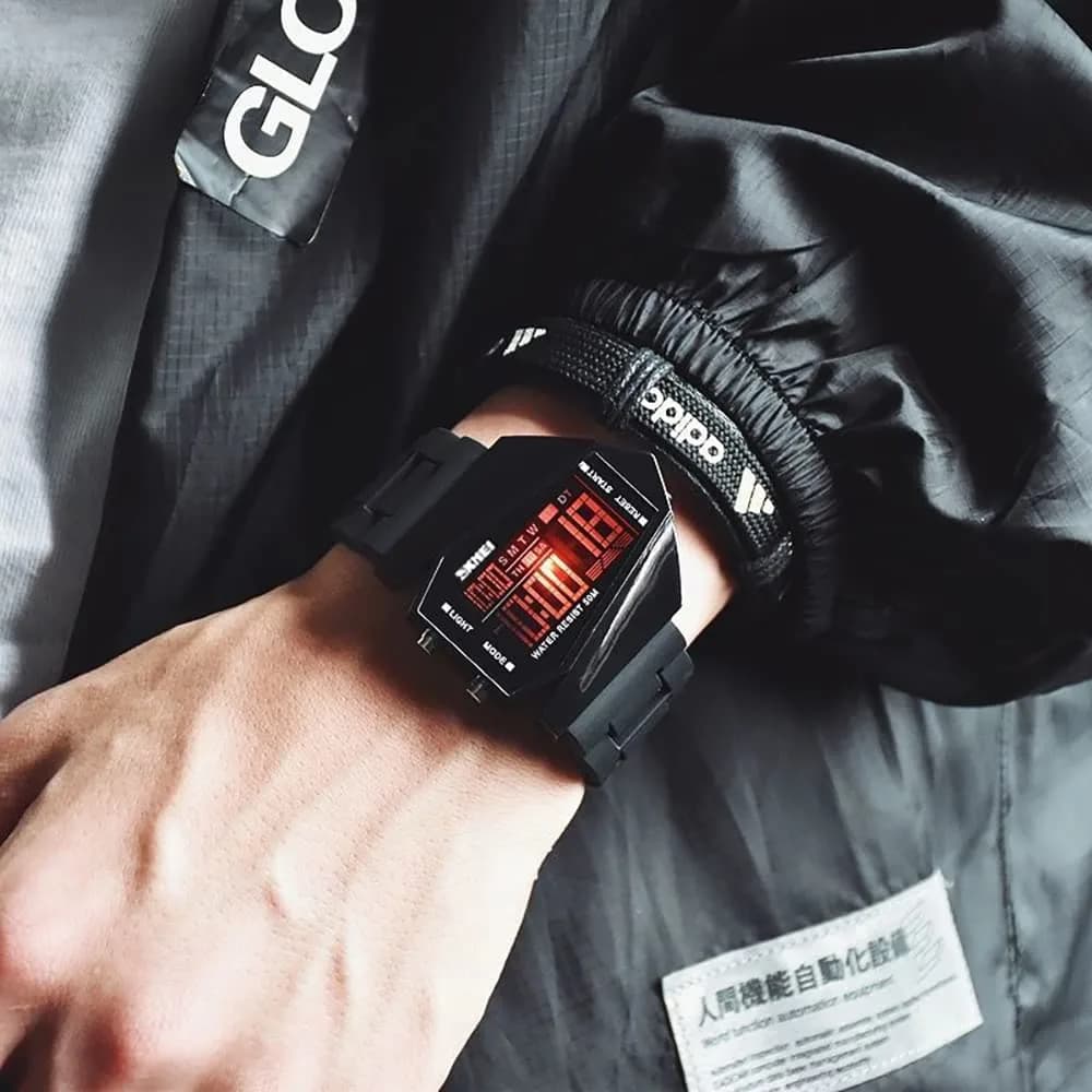 Gosasa Men's Black Digital Airplane Watch 47mm Case | Aviation-Inspired Design with LED Light - view 3