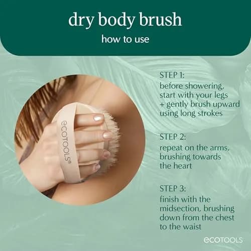 EcoTools Dry Body Brush for Dry Brushing, Smooth Skin, 1 Count | Gentle Exfoliation for Glowing Skin thumbnail 4