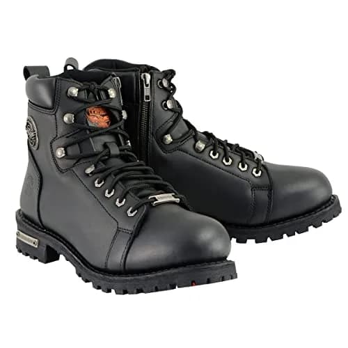 Milwaukee Leather Men's Black Leather Motorcycle Boots with Side Zipper | Waterproof & Durable (70-120 chars) thumbnail 1