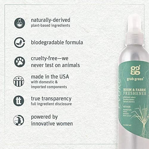 Grab Green Room and Fabric Freshener Spray, Vetiver, 21 Ounce | Natural Odor Neutralizer for Fabrics & Air thumbnail 3