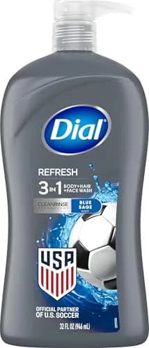 Dial Men 3 in 1 Body, Hair and Face Wash Refresh 946ml (32 Fl Oz) | Cleanses Deeply, Gentle on Skin — Hydro Fresh