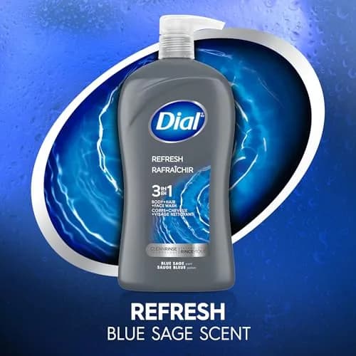 Dial Men 3 in 1 Body, Hair and Face Wash Refresh 946ml (32 Fl Oz) | Cleanses Deeply, Gentle on Skin thumbnail 8