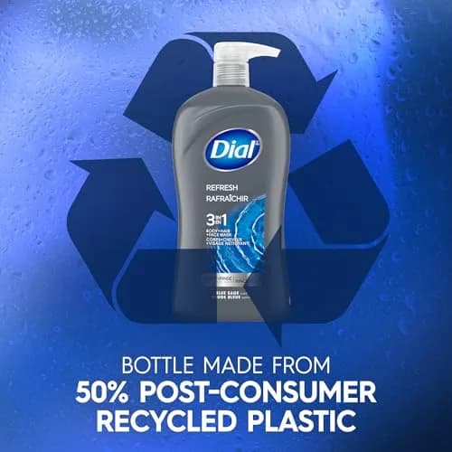Dial Men 3 in 1 Body, Hair and Face Wash Refresh 946ml (32 Fl Oz) | Cleanses Deeply, Gentle on Skin thumbnail 9
