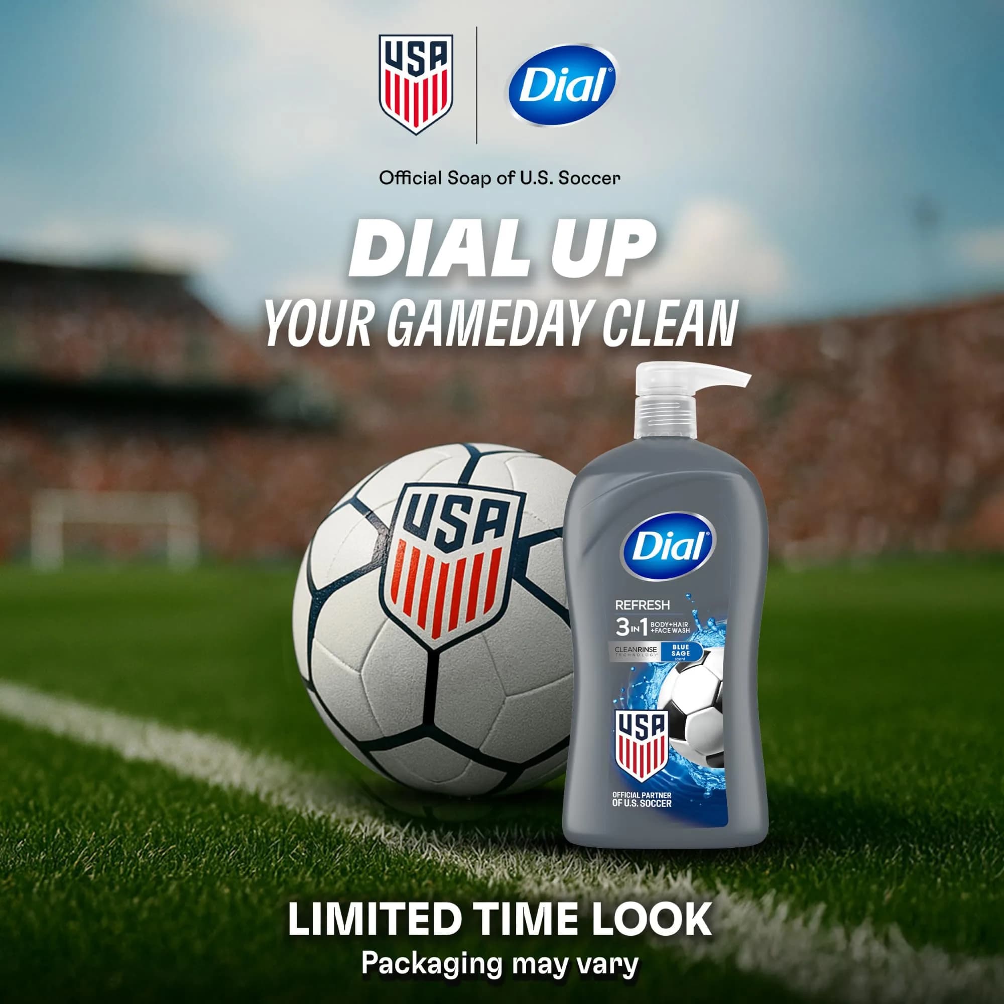 Dial Men 3 in 1 Body, Hair and Face Wash Refresh 946ml (32 Fl Oz) | Cleanses Deeply, Gentle on Skin - view 2