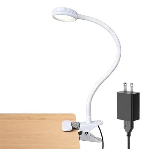 LEPOWER Clip-On Reading Lamp with Adjustable Gooseneck & Dual Light Modes, 2.17" Clip Width | Silver Metal Desk Lamp for Bedside & Study thumbnail 1