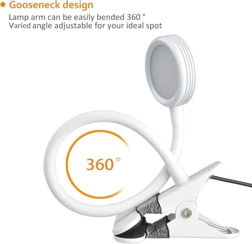 LEPOWER Clip-On Reading Lamp with Adjustable Gooseneck & Dual Light Modes, 2.17" Clip Width | Silver Metal Desk Lamp for Bedside & Study thumbnail 8