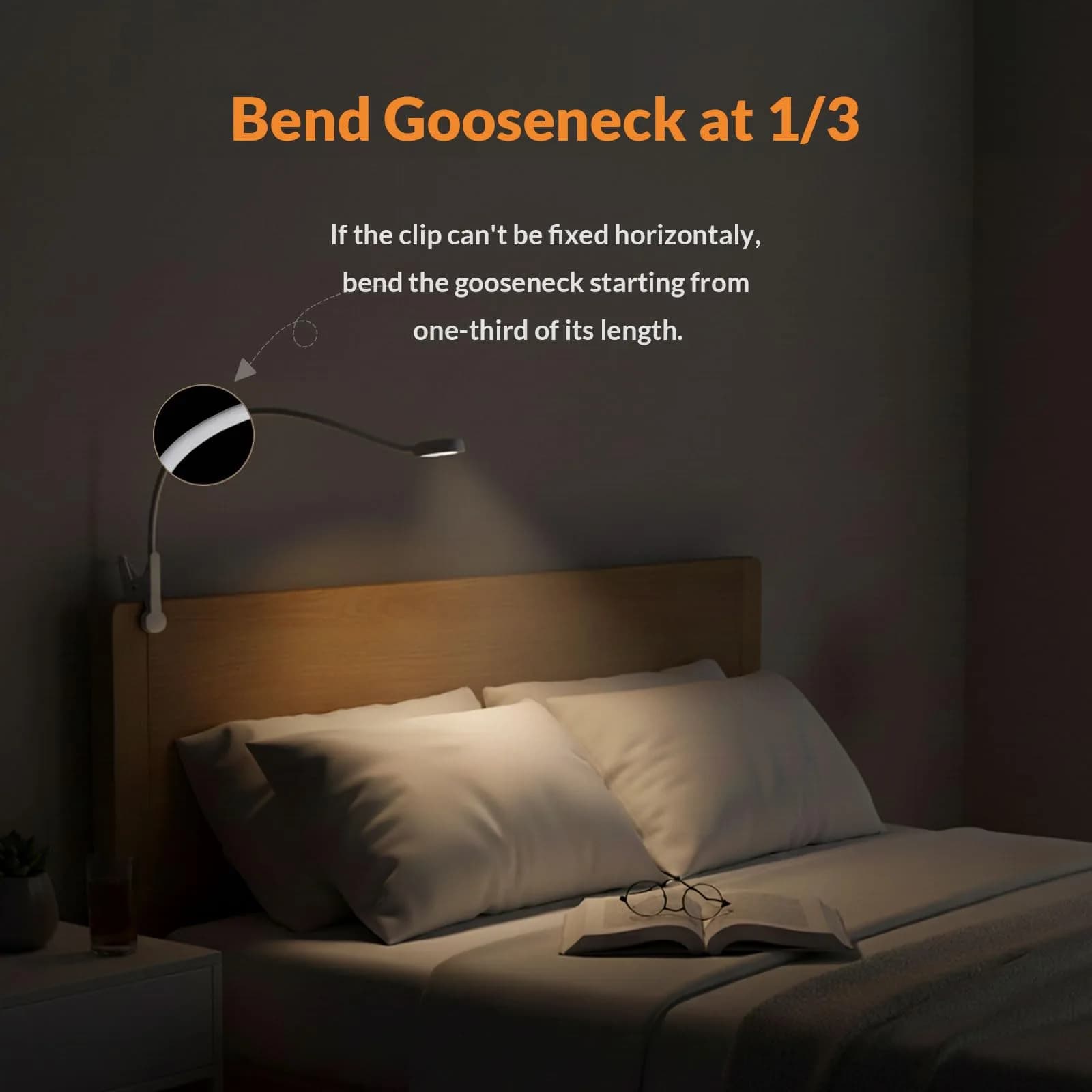 LEPOWER Clip-On Reading Lamp with Adjustable Gooseneck & Dual Light Modes, 2.17" Clip Width | Silver Metal Desk Lamp for Bedside & Study - view 4