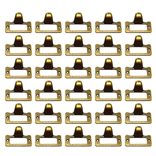 WEICHUAN Antique Bronze Card Catalog Drawer Pulls with Label Holder (30 Pack, 2.7cm x 4.8cm) thumbnail 1