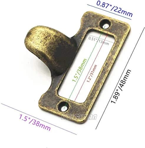 WEICHUAN Antique Bronze Card Catalog Drawer Pulls with Label Holder (30 Pack, 2.7cm x 4.8cm) thumbnail 2
