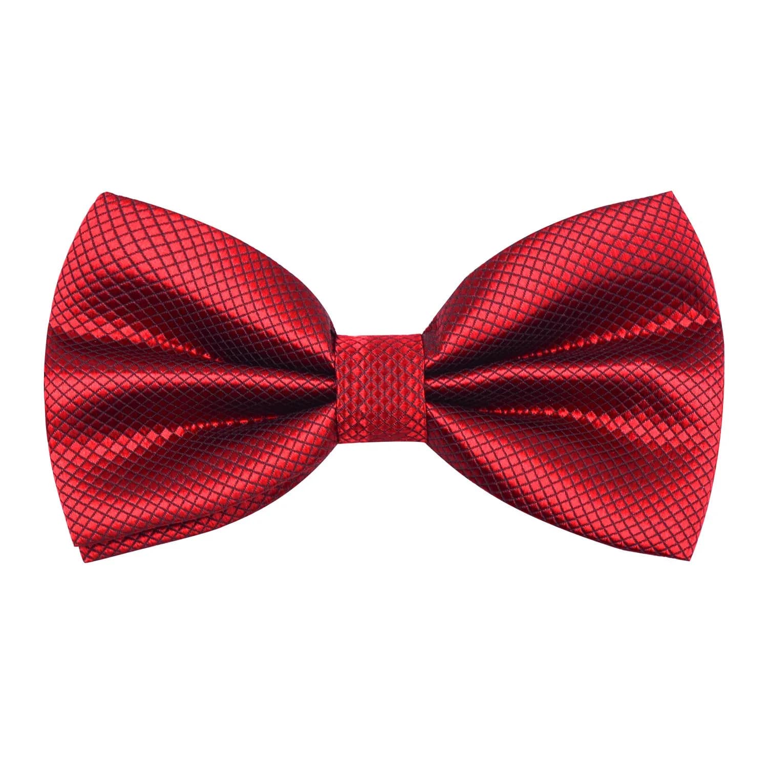 Alizeal Mens Solid Mini Squares Formal Bow Tie 12cm x 7cm Adjustable Neck 28-50cm — Wine Red Plaid
