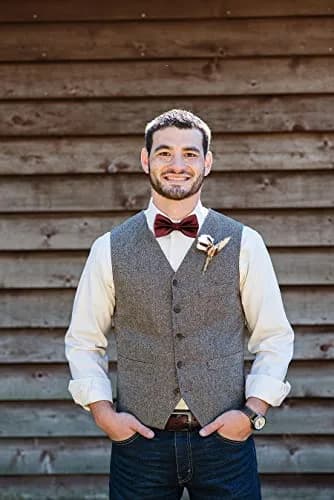 Alizeal Mens Solid Mini Squares Formal Bow Tie 12cm x 6cm | Adjustable Strap 28-52cm thumbnail 5