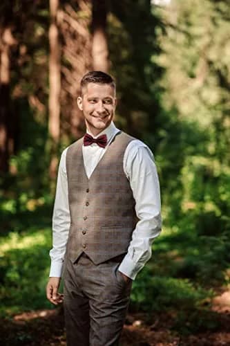 Alizeal Mens Solid Mini Squares Formal Bow Tie 12cm x 6cm | Adjustable Strap 28-52cm thumbnail 6