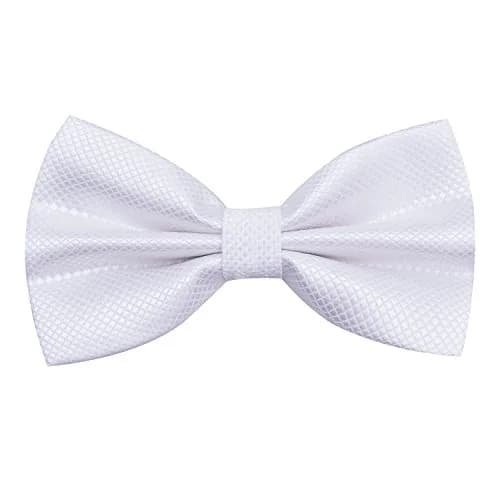 Alizeal Mens Solid Mini Squares Formal Banded Bow Ties (White) | Adjustable Strap, Wrinkle-Resistant thumbnail 1